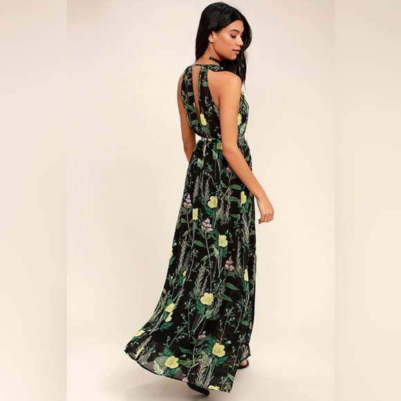 NWT Leaf Your Mark Black Floral Print Maxi Dress size xs - Picture 4 of 10